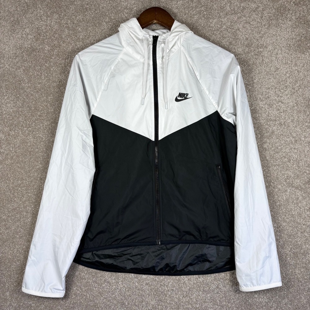 Nike Windrunner Black White Colorblock Full Zip Hooded Jacket Womens Small